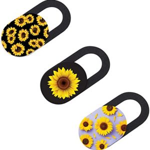 SLiDEE Laptop Camera Privacy Cover 3-Pack | 0.7mm Ultra-Thin Camera Cover Slide | Strong Adhesive Sunflower Mix Design Webcam Cover Compatible for MacBook Pro/Air, iPhone, Computer, iPad, Cell Phones