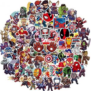 Superhero Stickers Pack, 100pcs Comic Legends Theme Decals for Kids Adults Teens, Vinly Waterproof Stickers for Water Bottles Laptops Bikes Luggages Skateboards Guitars