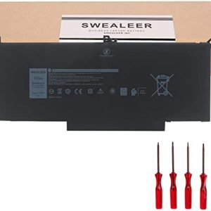 SWEALEER F3YGT Laptop Battery Compatible With Dell Latitude 12 7000 7280 7290/13 7000 7380 7390/14 7000 7480 7490/ E7480 E7280 Series Replacement for DM3WC 0DM3WC 2X39G [Li-ion 4 Cell 7.6V 60wh F3YGT]