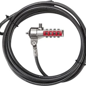 Targus DEFCON T-Lock Serialized Combo Cable Lock for Laptop Computer and Desktop Security (PA410S-1)