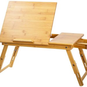 ZHU CHUANG Bed Desk - Multifunctional Lap Desk Breakfast Bed Table Serving Tray Laptop Desk for Sofa with Foldable Legs Natural Color 100% Solid Bamboo