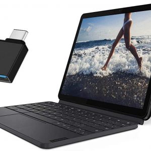 2020 Latest Lenovo Chromebook Duet 2-in-1 Tablet/Laptop 10.1" FHD+ (1920 x 1200) IPS Touchscreen- MediaTek Helio 8-Core P60T 4GB RAM 64GB eMMC Webcam WiFi ARM G72 MP3 Chrome OS + USB C Toggle