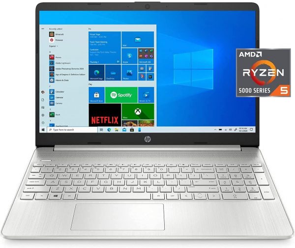 2021 HP 15.6" Full HD Laptop, AMD Ryzen 5-5500u Processor, 8GB DDR4 RAM, 256GB SSD, Bluetooth, Wi-Fi, HDMI, Windows 10, W/ MD Accessories