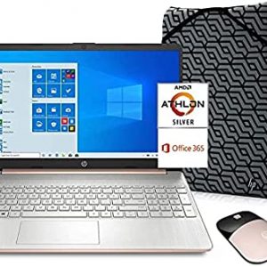 2021 HP Pavilion 15 15.6" HD Laptop Computer, AMD Athlon Silver 3050U (Beats i3-7100U) , 4GB DDR4, 128GB SSD, Webcam, USB-C, HDMI, 1 Year of Microsoft 365, Windows 10 S, Rose Gold, TiTac Accessory