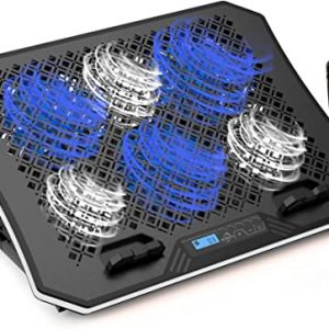 AICHESON Laptop Cooler Pad with 6 Cooling Fans, 7 Adjustable Height Stand, Blue LED Lights, USB Powered Chill Mat for 15-17.3 inch Laptops
