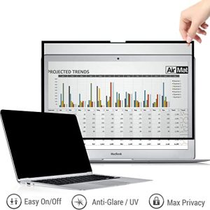 Macbook Privacy Screen Filter for 13 inch Apple MacBook Pro - Fits Macbook Pro 2016, 2017, 2018, 2019 13" Models and Macbook Air 13" - Premium Anti Glare Protector for Data Confidentiality - TAPE FREE