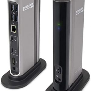 Plugable Thunderbolt 3 Dock Compatible with MacBook and Windows Laptops with Thunderbolt 3. Charges Laptop, adds HDMI/DisplayPort up to 4K 60, Ethernet, Audio, 5 USB 3.0 Ports