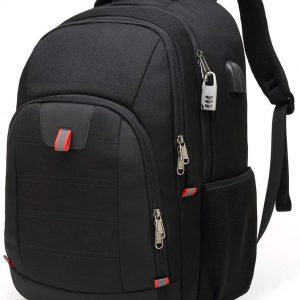 Travel Laptop Backpack,Extra Large Anti Theft College School Backpack for Men and Women with USB Charging Port,Water Resistant Big Business Computer Backpack Bag Fit 17 Inch Laptop and Notebook,Black