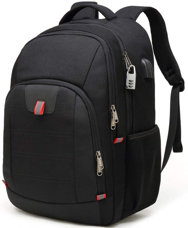 Travel Laptop Backpack,Extra Large Anti Theft College School Backpack for Men and Women with USB Charging Port,Water Resistant Big Business Computer Backpack Bag Fit 17 Inch Laptop and Notebook,Black