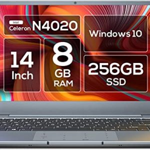 Vastking 14” Windows 10 Laptop Computer, 8GB RAM 256GB SSD, Celeron N4020, up to 2.8 GHz, FHD 1920 x 1080 Display, Compact Design, 5G WiFi, NumberPad, Type C, Supports 128GB SD Card, Silver Gray